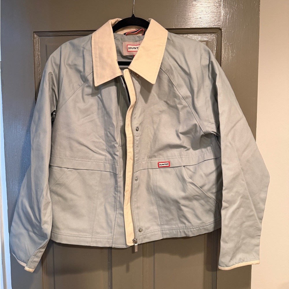 Hunter Pale Blue Jacket with Cream Collar